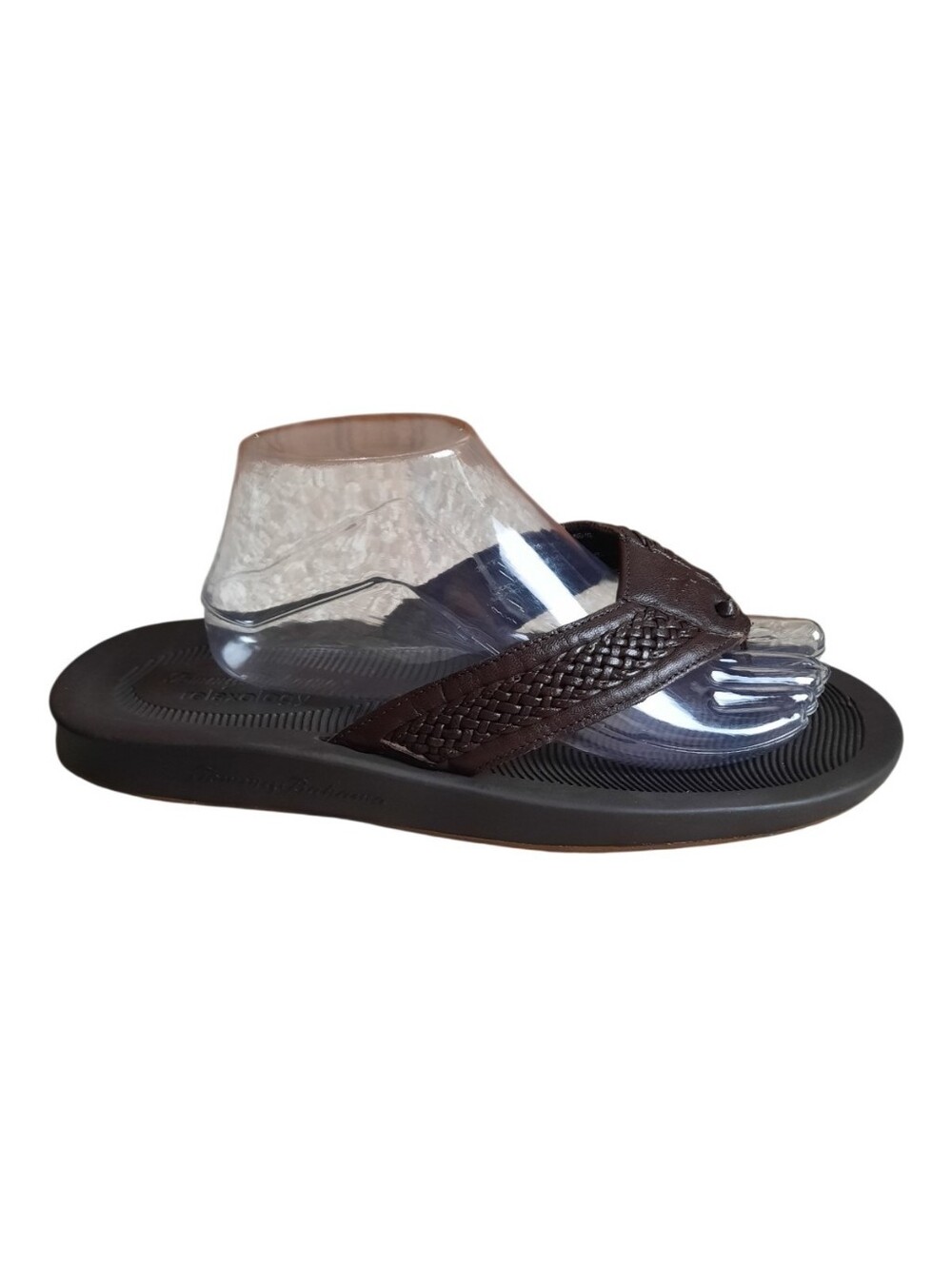 Tommy Bahama Brown Leather Braided Flip-Flops